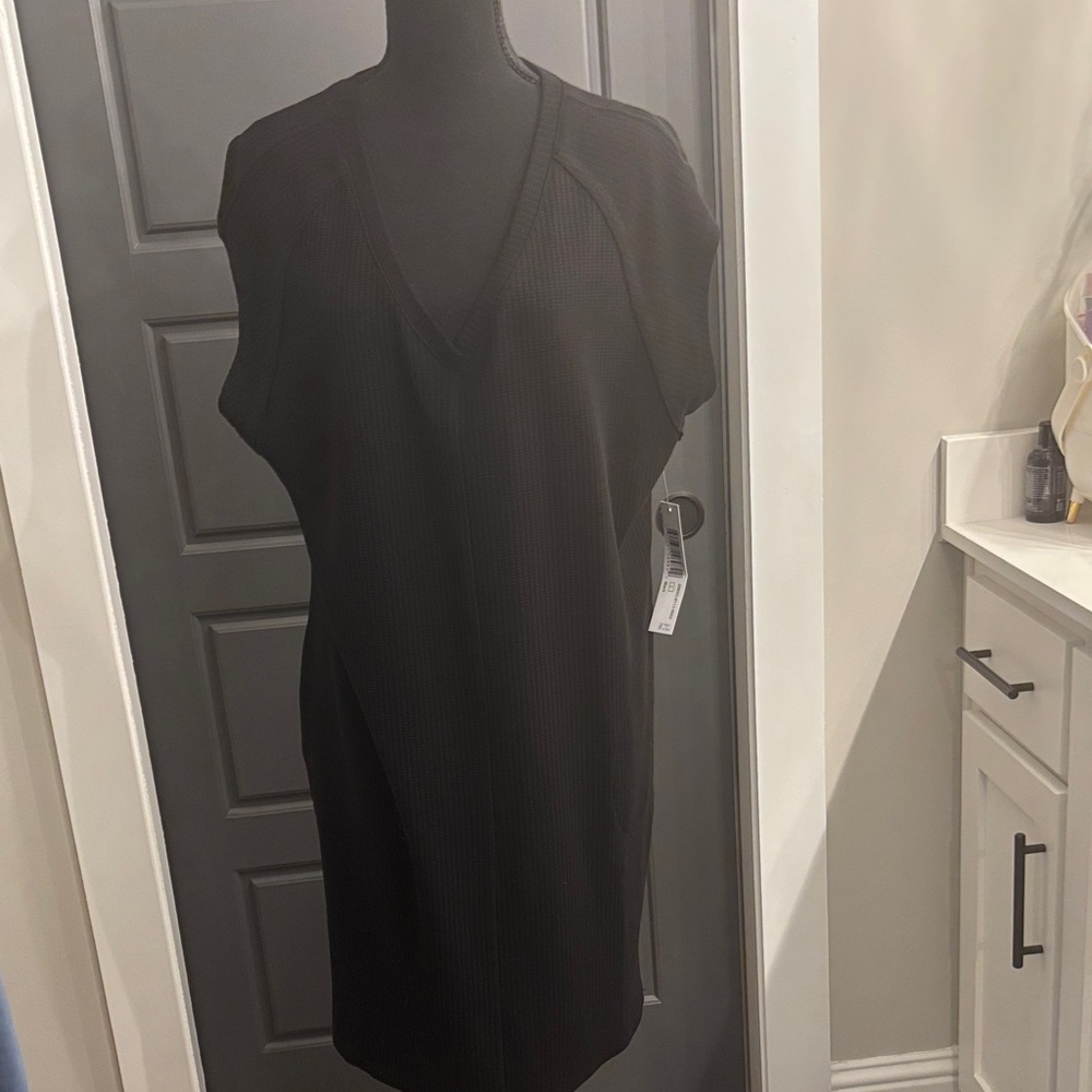 Tribal Black V-Neck Midi Dress